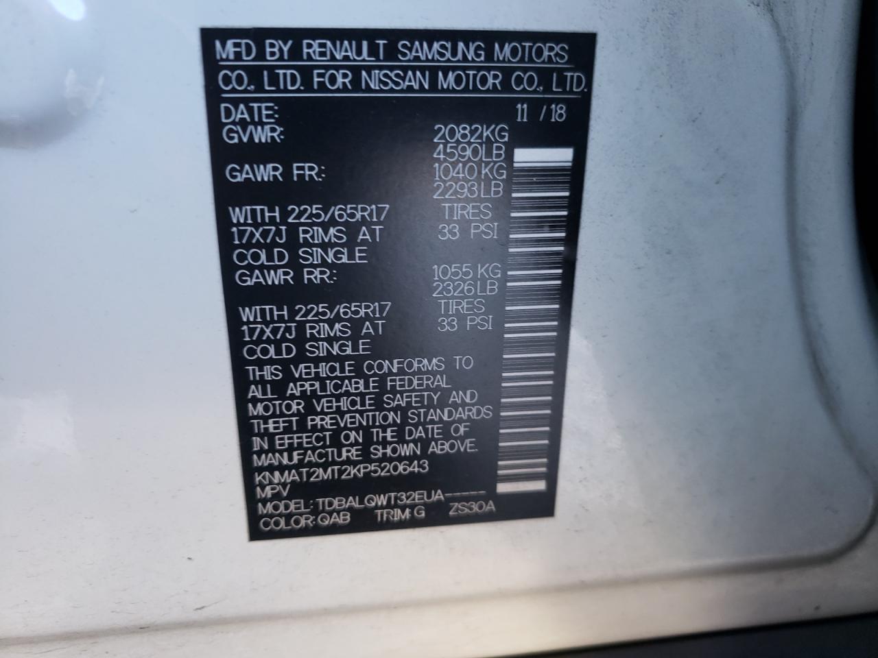Photo 10 from auction – 2019 NISSAN ROGUE S with VIN KNMAT2MT2KP520643