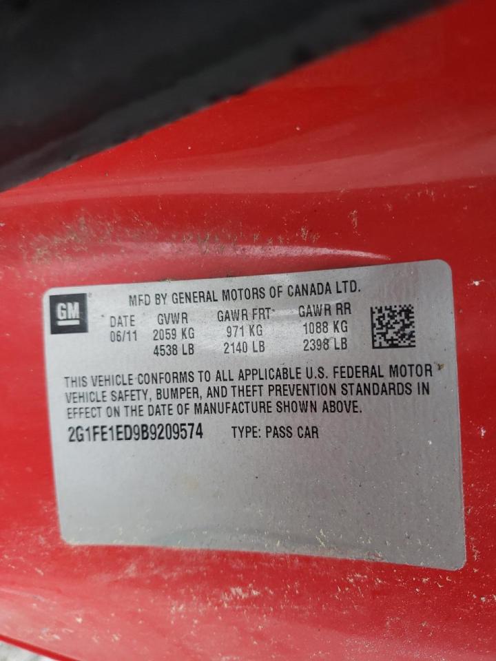 Photo 10 from auction – 2011 CHEVROLET CAMARO LS with VIN 2G1FE1ED9B9209574