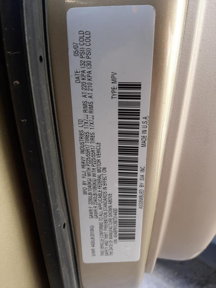 Photo 10 from auction – 2008 SUBARU OUTBACK 2. with VIN 4S4BP61C687314430
