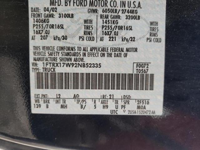 Photo 10 from auction – 2002 FORD F150 with VIN 1FTRX17W92NB52335