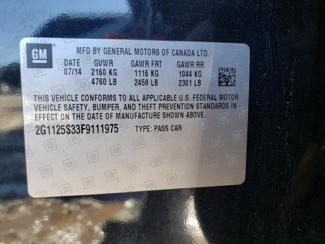 Photo 10 from auction – 2015 CHEVROLET IMPALA LT with VIN 2G1125S33F9111975