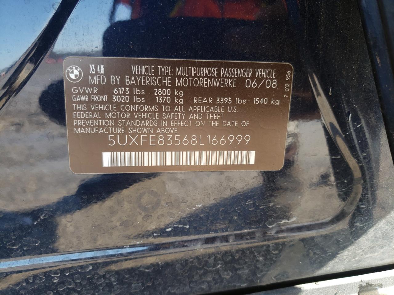 Photo 10 from auction – 2008 BMW X5 4.8I with VIN 5UXFE83568L166999