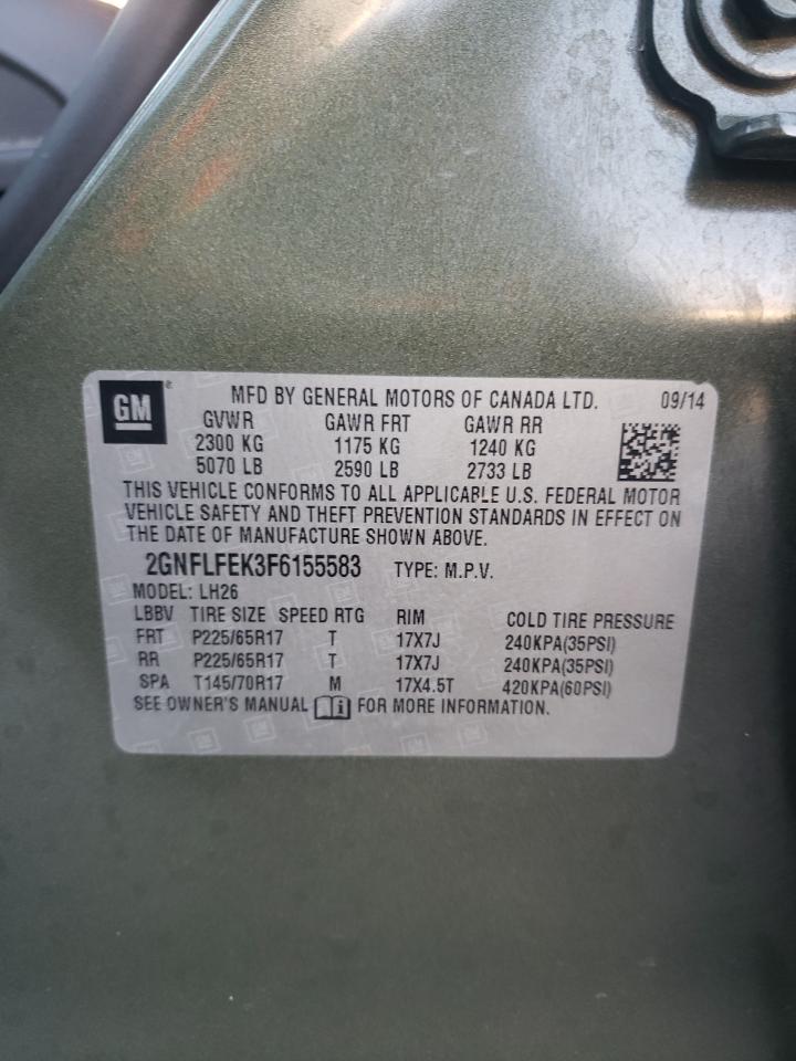 Photo 10 from auction – 2015 CHEVROLET EQUINOX LT with VIN 2GNFLFEK3F6155583