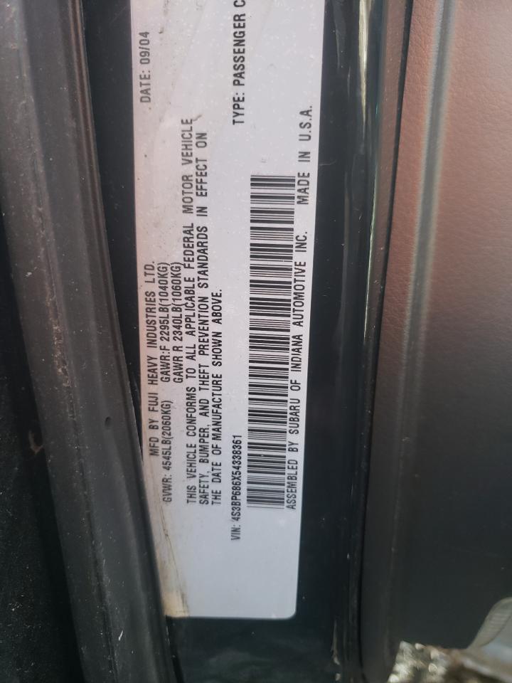 Photo 10 from auction – 2005 SUBARU LEGACY GT with VIN 4S3BP686X54338361