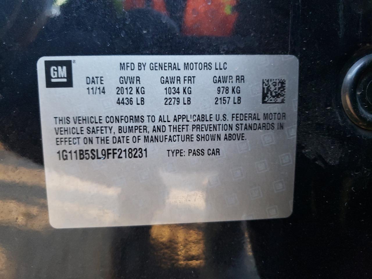 Photo 10 from auction – 2015 CHEVROLET MALIBU LS with VIN 1G11B5SL9FF218231