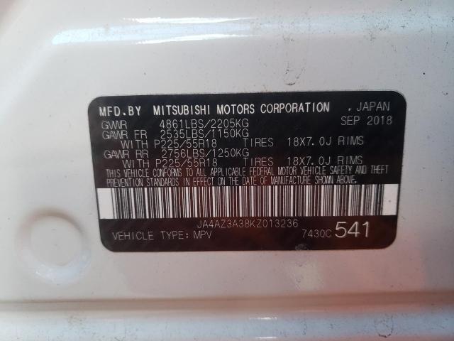 Photo 10 from auction – 2019 MITSUBISHI OUTLANDER with VIN JA4AZ3A38KZ013236