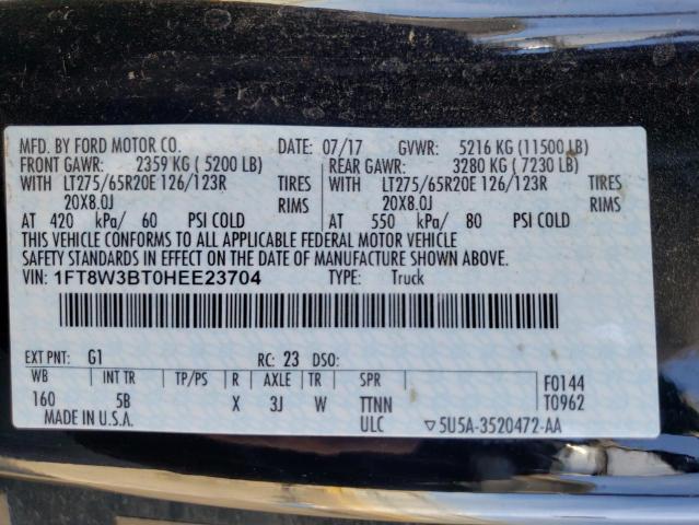 Photo 10 from auction – 2017 FORD F350 SUPER with VIN 1FT8W3BT0HEE23704