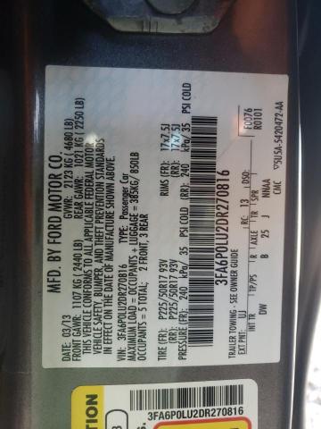 Photo 10 from auction – 2013 FORD FUSION with VIN 3FA6P0LU2DR270816
