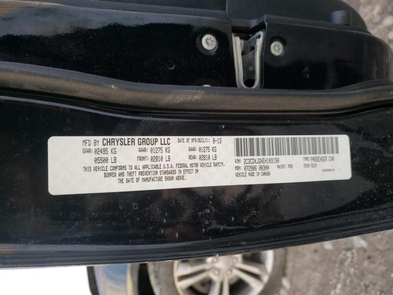 Photo 10 from auction – 2014 DODGE CHARGER SX with VIN 2C3CDXJGXEH103150