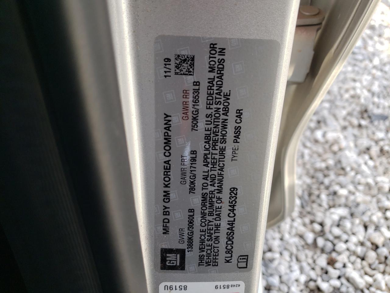 Photo 10 from auction – 2020 CHEVROLET SPARK 1LT with VIN KL8CD6SA4LC445329
