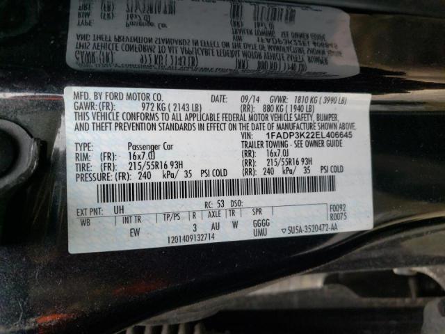Photo 10 from auction – 2014 FORD FOCUS SE with VIN 1FADP3K22EL406645