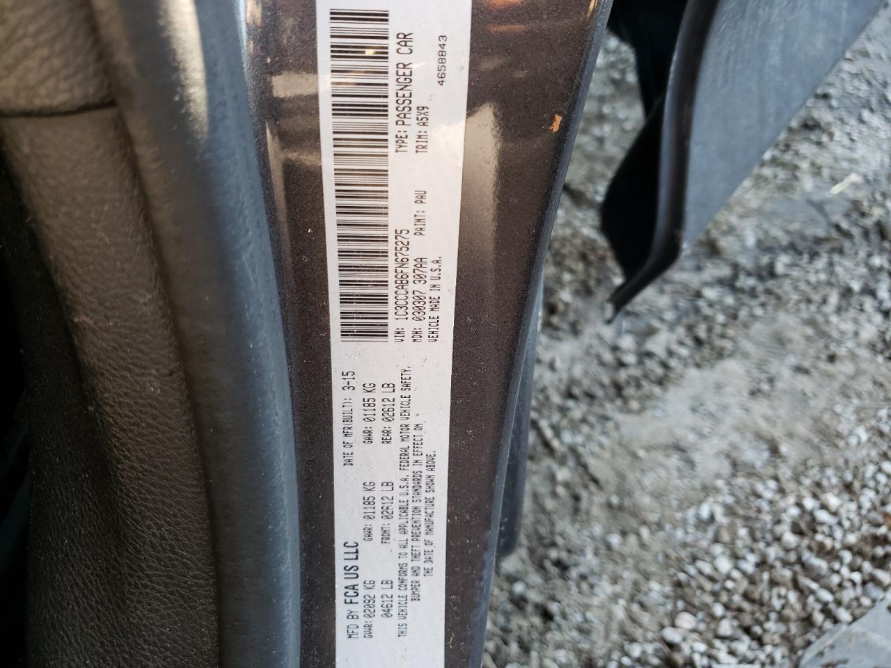 Photo 10 from auction – 2015 CHRYSLER 200 LIMITE with VIN 1C3CCCAB6FN675275