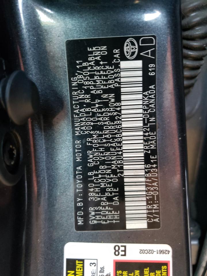 Photo 10 from auction – 2011 TOYOTA COROLLA BA with VIN 2T1BU4EE9BC682748