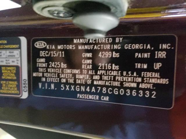 Photo 10 from auction – 2012 KIA OPTIMA EX with VIN 5XXGN4A78CG036332