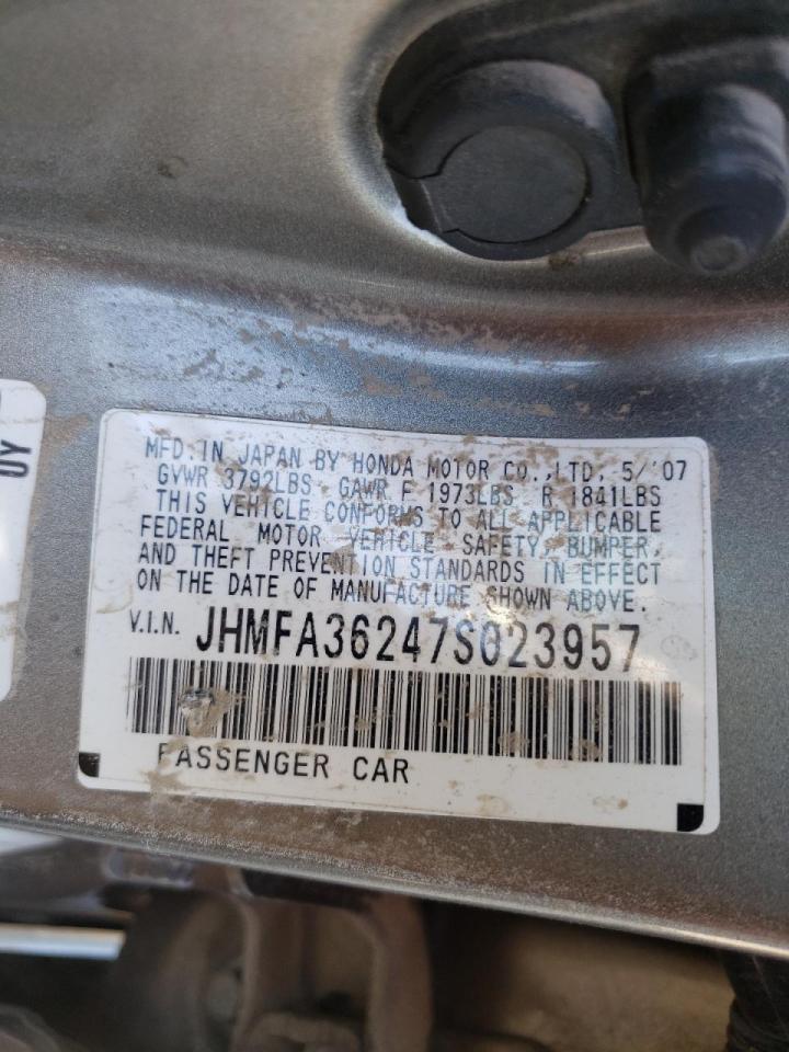 Photo 10 from auction – 2007 HONDA CIVIC HYBR with VIN JHMFA36247S023957