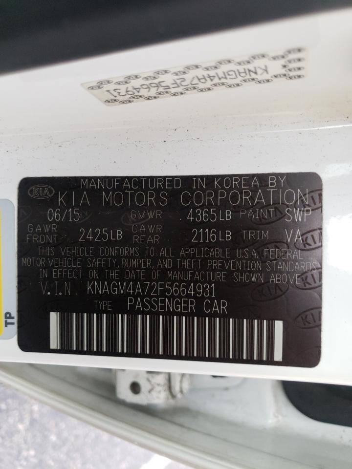 Photo 10 from auction – 2015 KIA OPTIMA LX with VIN KNAGM4A72F5664931