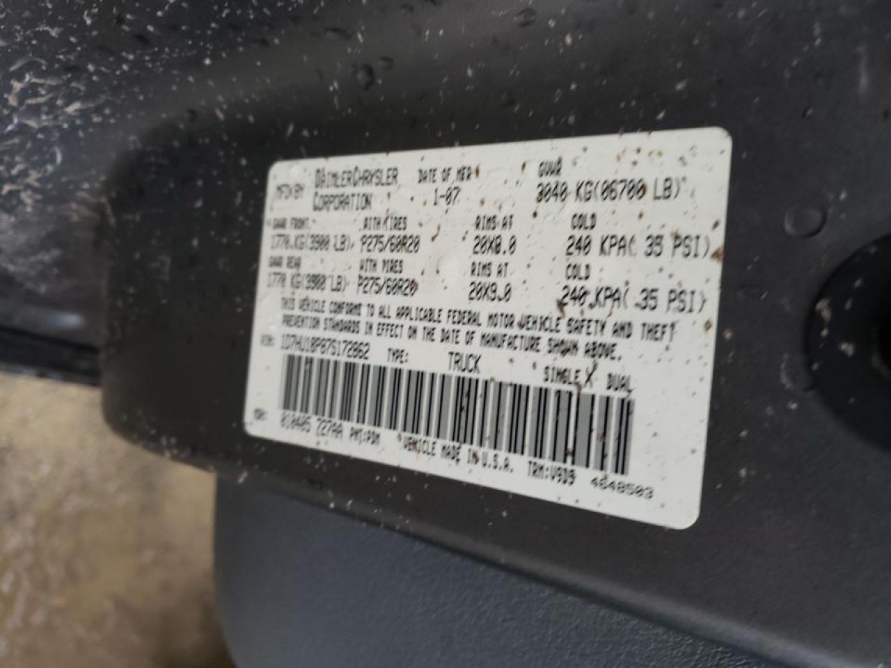 Photo 10 from auction – 2007 DODGE RAM 1500 S with VIN 1D7HU18P87S172862