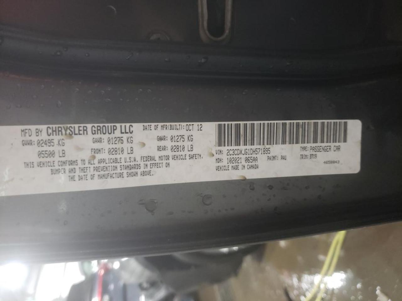 Photo 10 from auction – 2013 DODGE CHARGER SX with VIN 2C3CDXJG1DH571895