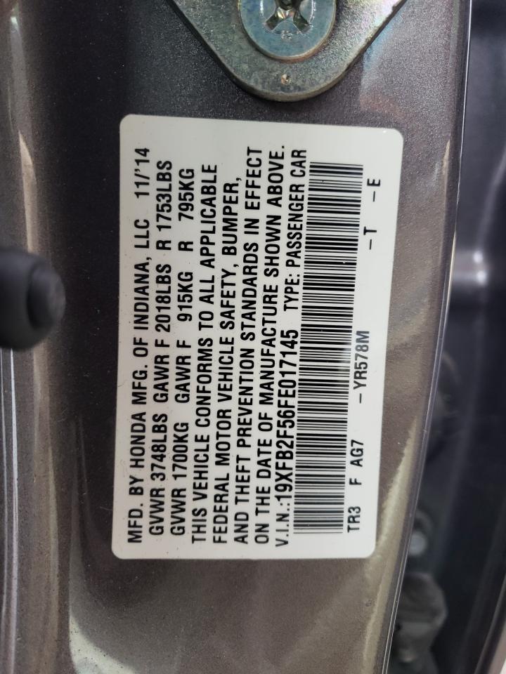 Photo 10 from auction – 2015 HONDA CIVIC LX with VIN 19XFB2F56FE017145