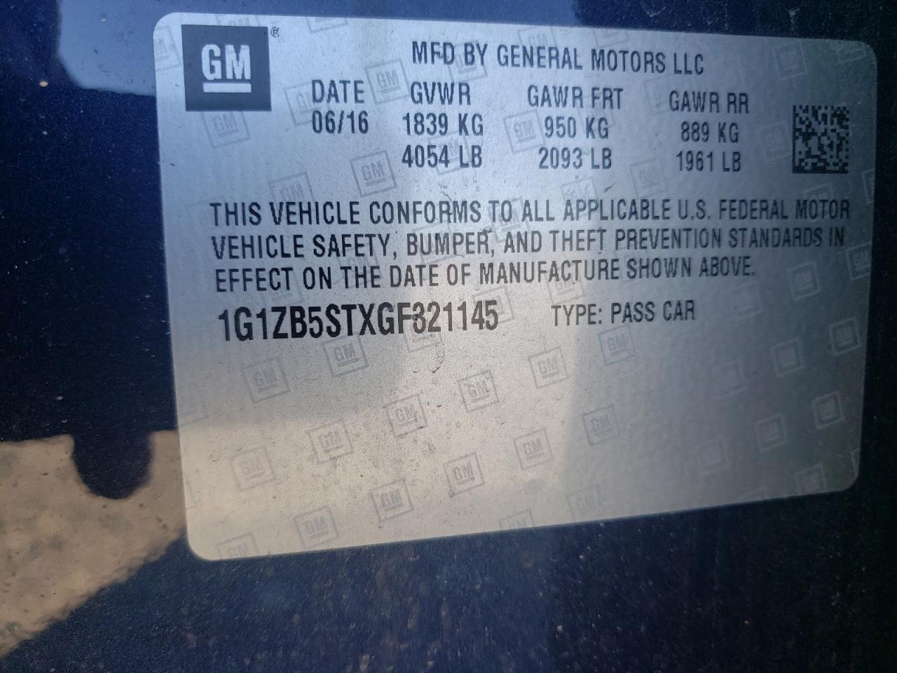 Photo 10 from auction – 2016 CHEVROLET MALIBU LS with VIN 1G1ZB5STXGF321145