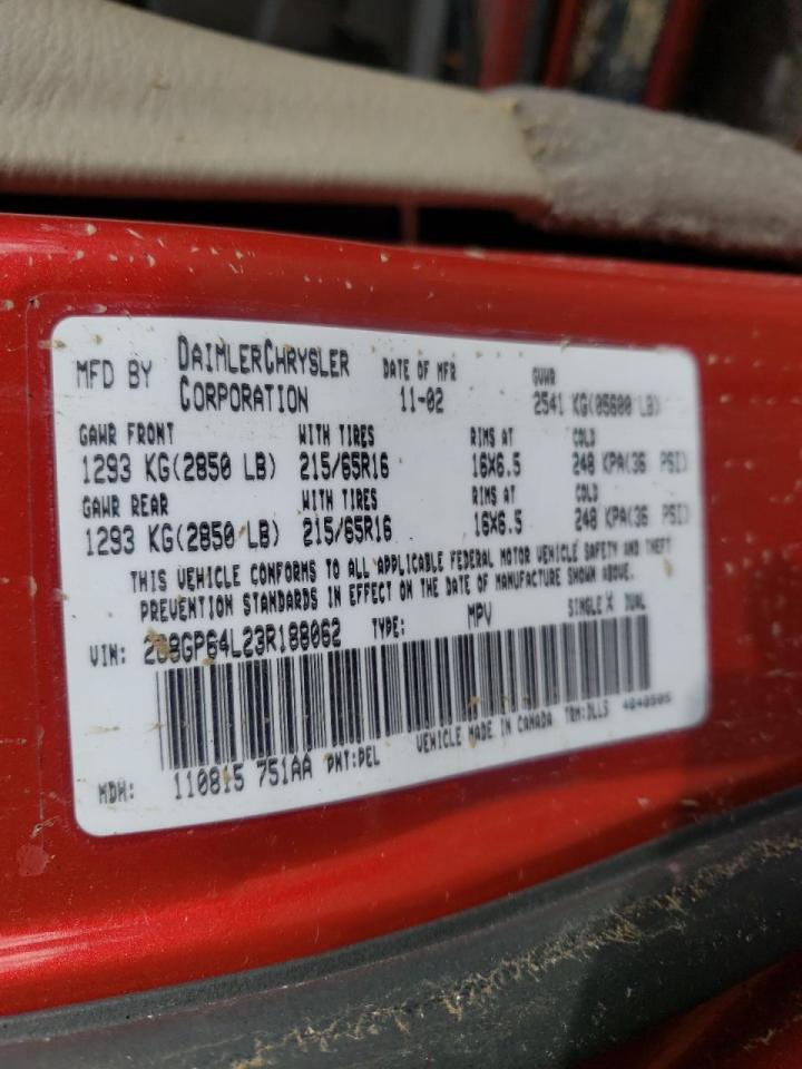 Photo 10 from auction – 2003 CHRYSLER TOWN & COU with VIN 2C8GP64L23R188062