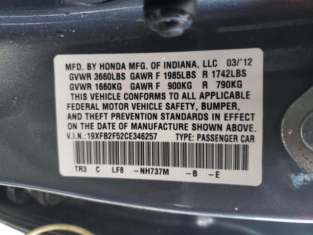 Zdjęcie 10 z aukcji – 2012 HONDA CIVIC LX z VIN 19XFB2F52CE346257
