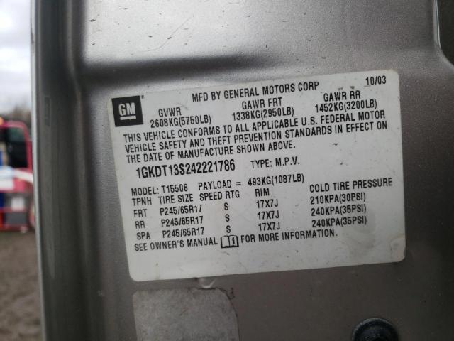 Photo 10 from auction – 2004 GMC ENVOY with VIN 1GKDT13S242221786
