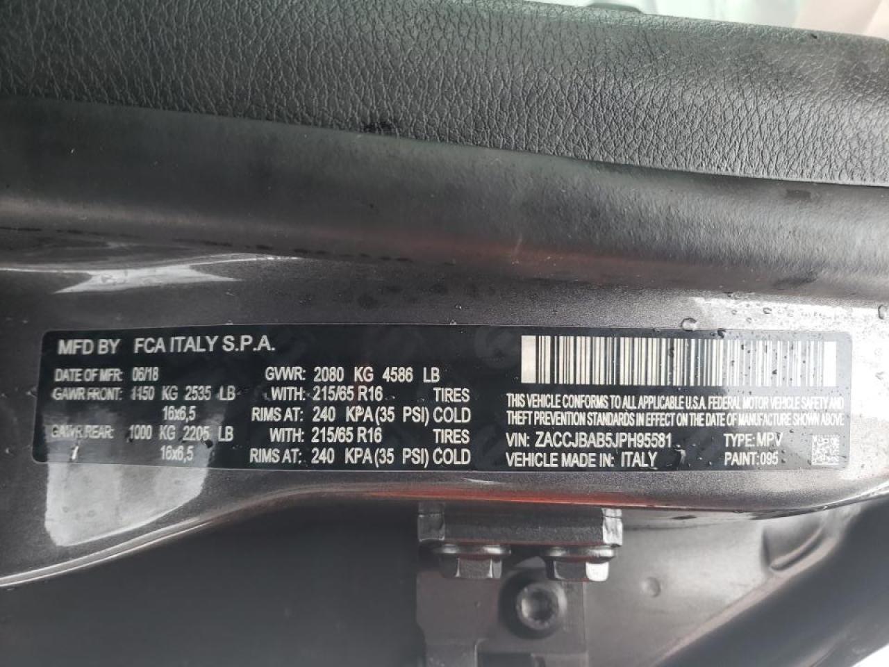 Photo 10 from auction – 2018 JEEP RENEGADE S with VIN ZACCJBAB5JPH95581