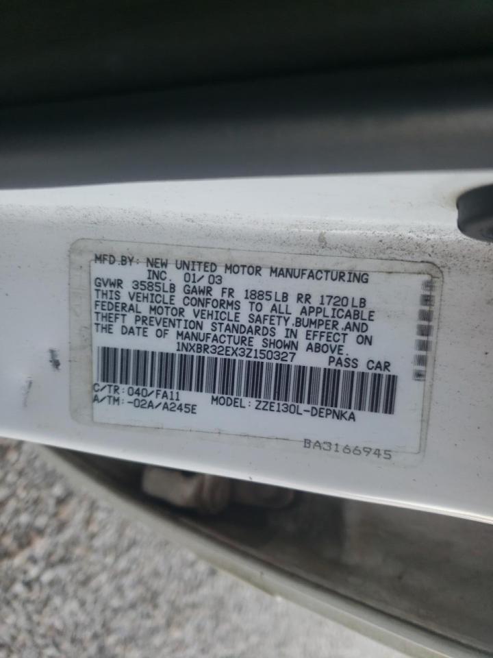 Photo 10 from auction – 2003 TOYOTA COROLLA CE with VIN 1NXBR32EX3Z150327