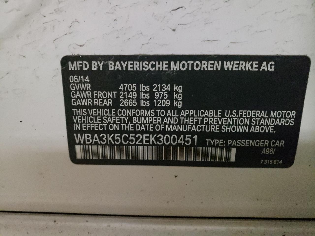 Photo 10 from auction – 2014 BMW 328 D XDRI with VIN WBA3K5C52EK300451