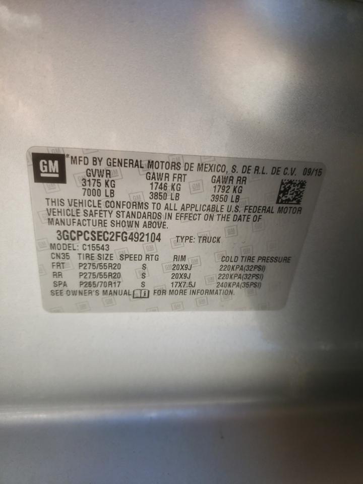 Photo 10 from auction – 2015 CHEVROLET SILVERADO with VIN 3GCPCSEC2FG492104