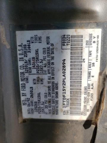 Photo 10 from auction – 1993 FORD F150 with VIN 1FTDF15Y2PLA02894