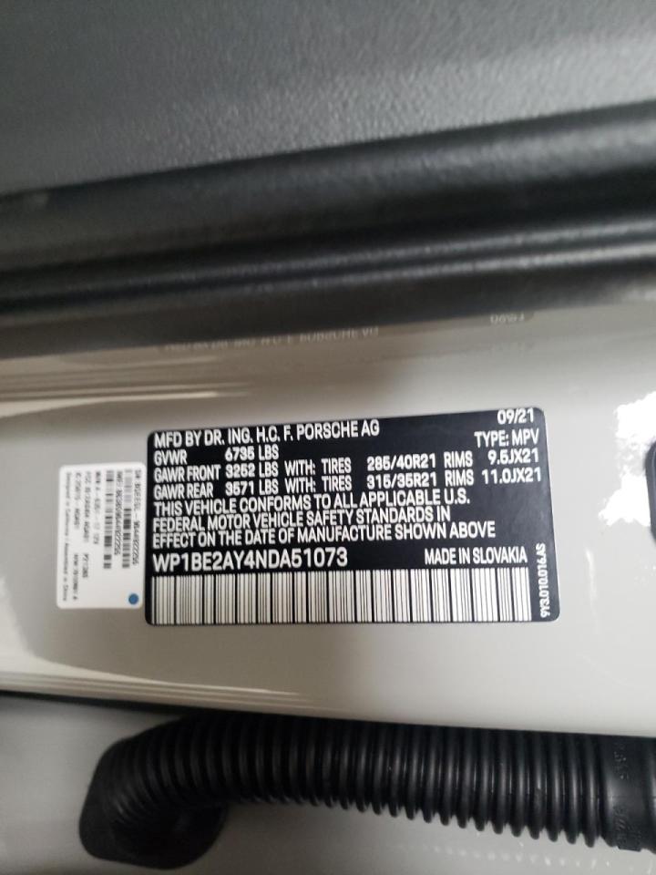 Photo 10 from auction – 2022 PORSCHE CAYENNE E with VIN WP1BE2AY4NDA51073