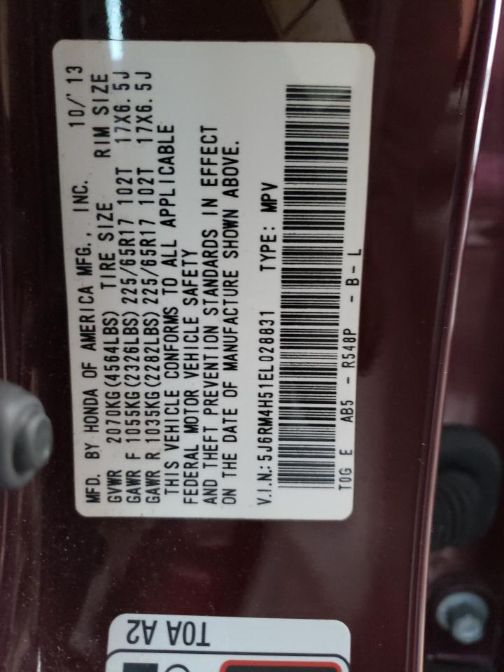 Photo 10 from auction – 2014 HONDA CR-V EX with VIN 5J6RM4H51EL028831