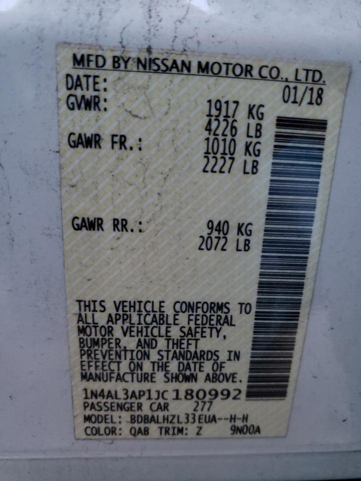 Photo 10 from auction – 2018 NISSAN ALTIMA 2.5 with VIN 1N4AL3AP1JC180992