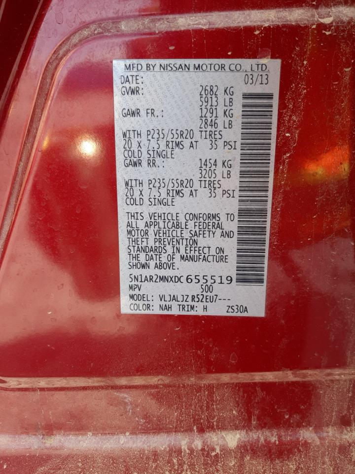 Photo 10 from auction – 2013 NISSAN PATHFINDER with VIN 5N1AR2MNXDC655519