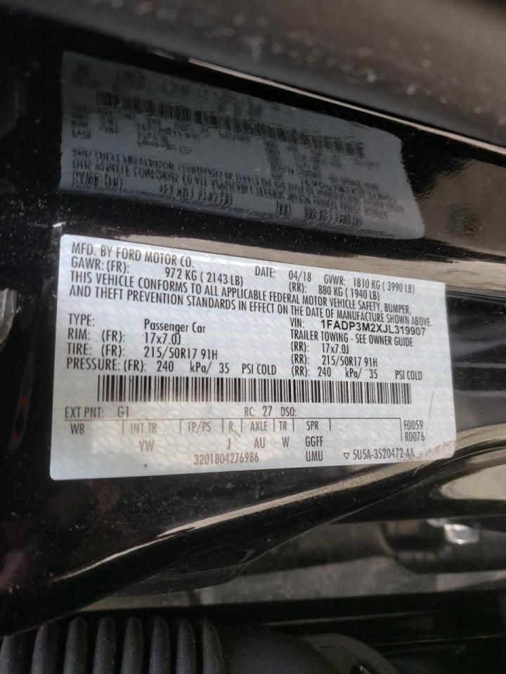 Photo 10 from auction – 2018 FORD FOCUS SEL with VIN 1FADP3M2XJL319907