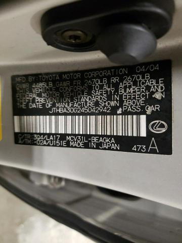 Photo 10 from auction – 2004 LEXUS ES 330 with VIN JTHBA30G245042942