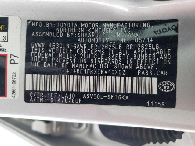 Photo 10 from auction – 2014 TOYOTA CAMRY with VIN 4T4BF1FKXER410702
