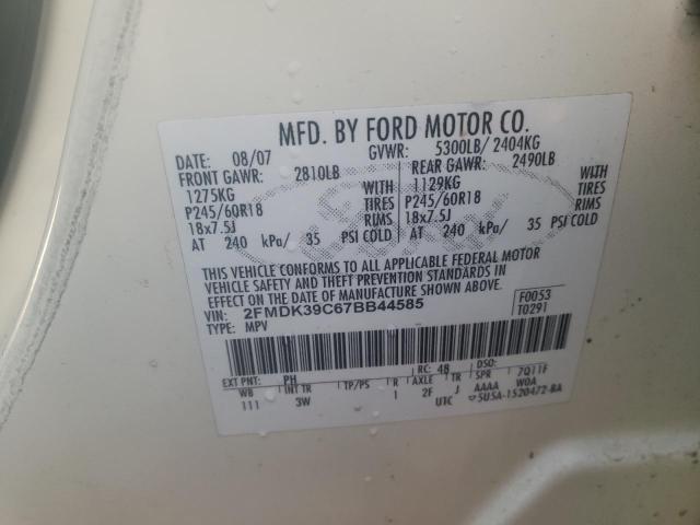 Photo 10 from auction – 2007 FORD EDGE SEL P with VIN 2FMDK39C67BB44585