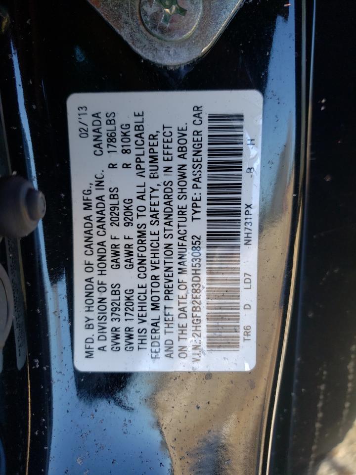 Photo 10 from auction – 2013 HONDA CIVIC EX with VIN 2HGFB2F83DH530852