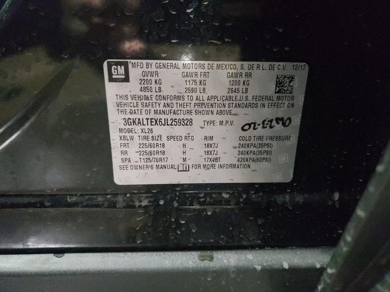 Photo 10 from auction – 2018 GMC TERRAIN SL with VIN 3GKALTEX6JL259328