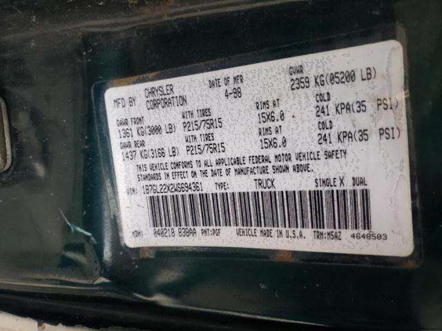 Photo 10 from auction – 1998 DODGE DAKOTA with VIN 1B7GL22X2WS694361