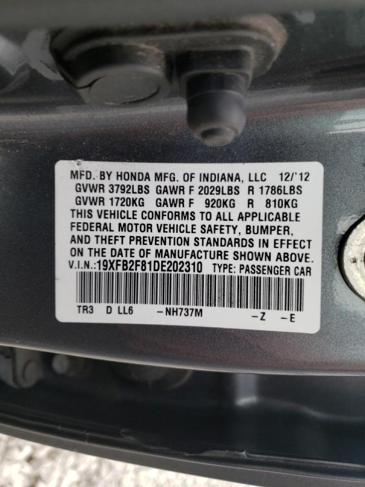 Photo 10 from auction – 2013 HONDA CIVIC EX with VIN 19XFB2F81DE202310