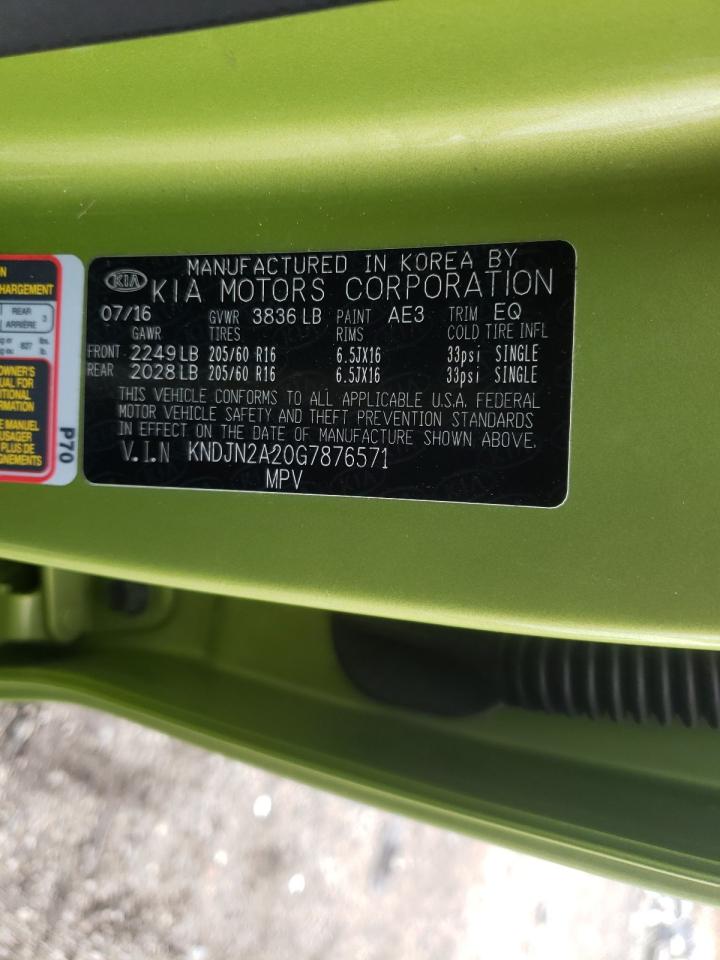 Photo 10 from auction – 2016 KIA SOUL with VIN KNDJN2A20G7876571