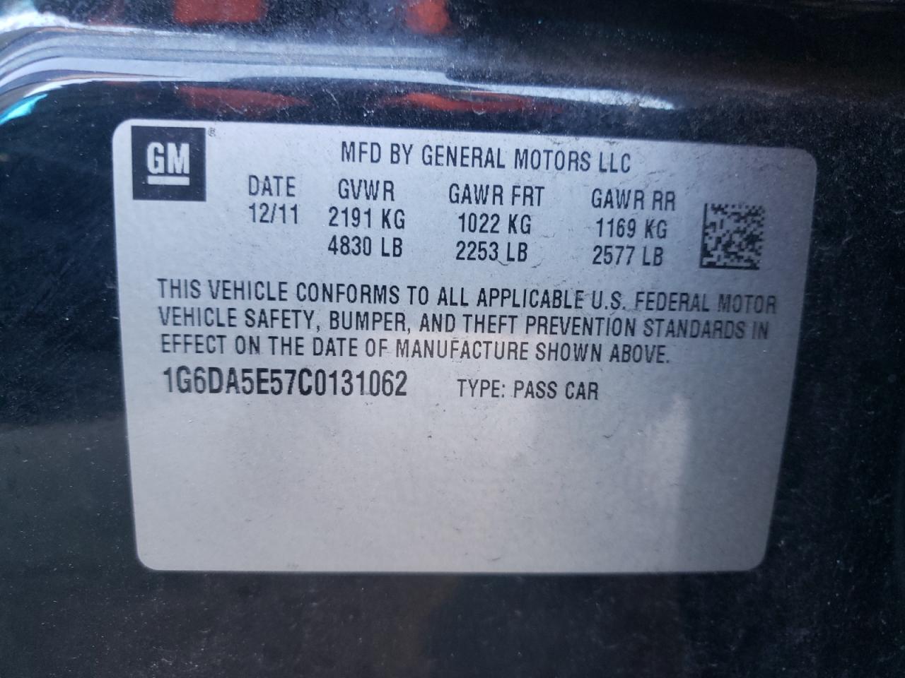 Photo 10 from auction – 2012 CADILLAC CTS with VIN 1G6DA5E57C0131062