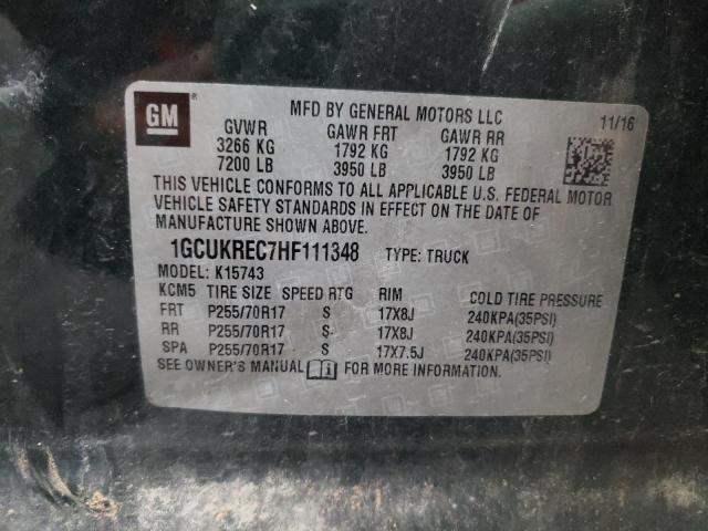 Photo 10 from auction – 2017 CHEVROLET SILVERADO with VIN 1GCUKREC7HF111348