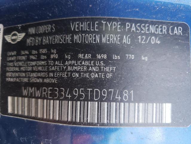 Photo 10 from auction – 2005 MINI COOPER S with VIN WMWRE33495TD97481