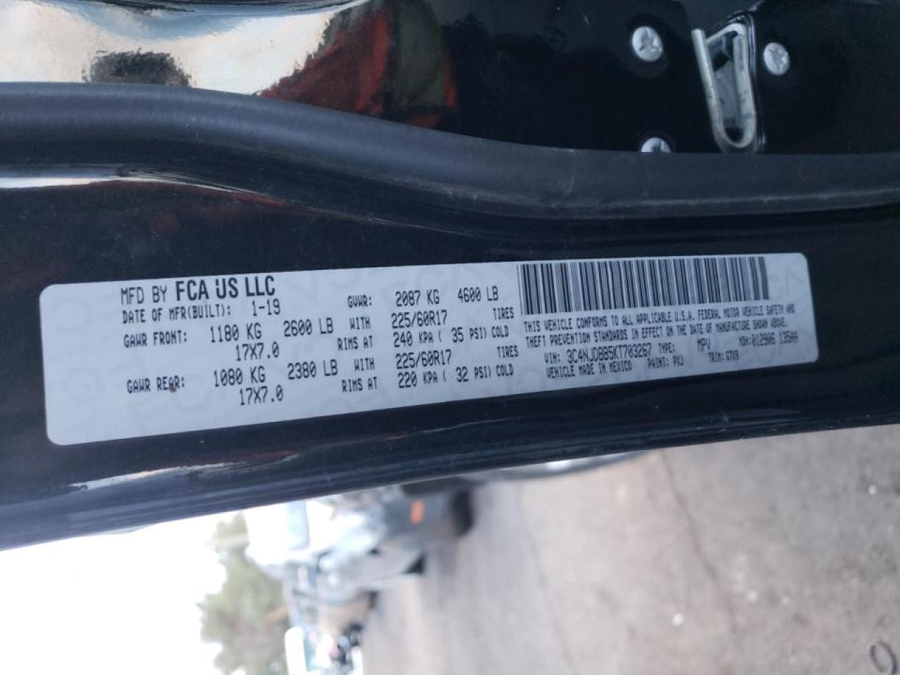 Photo 10 from auction – 2019 JEEP COMPASS LA with VIN 3C4NJDBB5KT703267