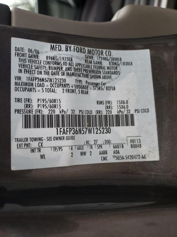 Photo 10 from auction – 2007 FORD FOCUS ZXW with VIN 1FAFP36N57W125230